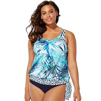 Swimsuits for All Women's Side Tie Blouson Tankini Top