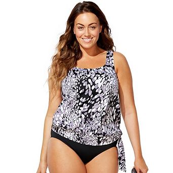 Swimsuits for All Women's Side Tie Blouson Tankini Top
