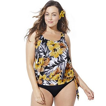 Swimsuits for All Women's Side Tie Blouson Tankini Top