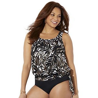 Swimsuits for All Women's Side Tie Blouson Tankini Top