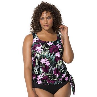 Swimsuits for All Women's Side Tie Blouson Tankini Top