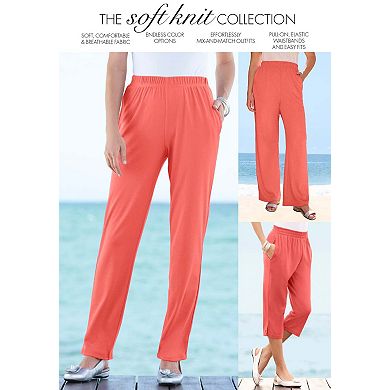 Roaman's Women's Plus Size Soft Knit Relaxed Pull-On Capri Pant