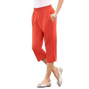 Roaman's Women's Plus Size Soft Knit Relaxed Pull-On Capri Pant