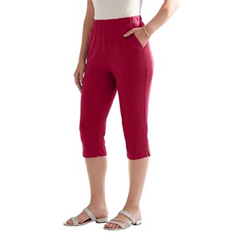 Roaman's Women's Plus Size Petite Plus Size Soft Knit Relaxed Pull-On Capri Pant