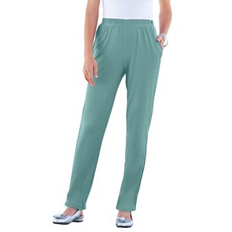 Roaman's Women's Plus Size Plus Size Straight Leg Soft Knit Pull On Pant