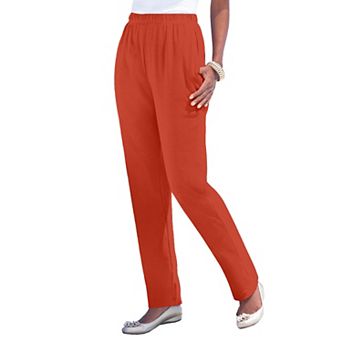 Roaman's Women's Plus Size Straight Leg Soft Knit Pull On Pant