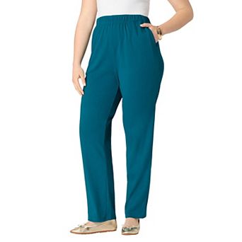 Roaman's Women's Plus Size Straight Leg Soft Knit Pull On Pant