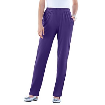 Roaman's Women's Plus Size Plus Size Straight Leg Soft Knit Pull On Pant