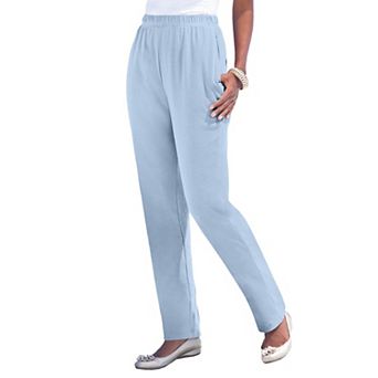 Roaman's Women's Plus Size Soft Knit Relaxed Pull-On Straight Leg Pant