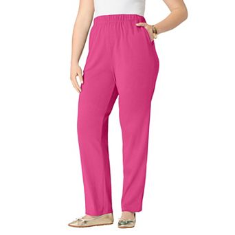 Roaman's Women's Plus Size Soft Knit Relaxed Pull-On Straight Leg Pant