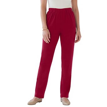 Roaman's Women's Plus Size Soft Knit Relaxed Pull-On Straight Leg Pant