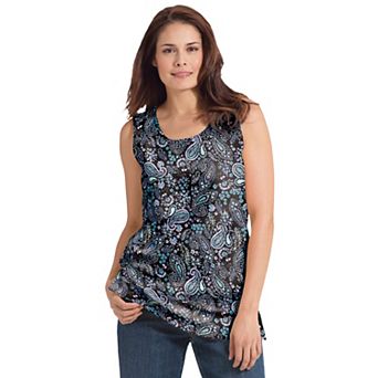 Woman Within Plus Size Perfect Printed Scoopneck Tank