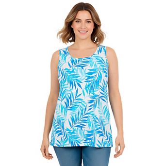 Woman Within Plus Size Perfect Printed Scoopneck Tank