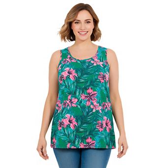 Woman Within Plus Size Perfect Printed Scoopneck Tank