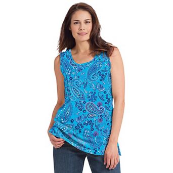 Woman Within Plus Size Perfect Printed Scoopneck Tank