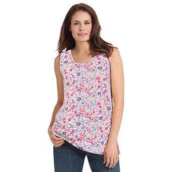 Woman Within Plus Size Perfect Printed Scoopneck Tank