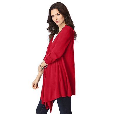 Roaman's Women's Plus Size Lightweight Handkerchief Hem Cardigan Sweater