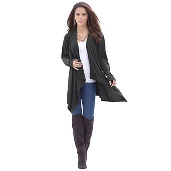 Roaman's Women's Plus Size Plus Size Lightweight Handkerchief Hem Cardigan Sweater