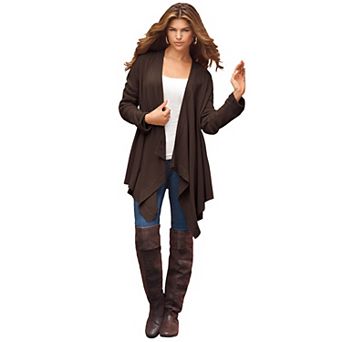 Roaman's Women's Plus Size Plus Size Lightweight Handkerchief Hem Cardigan Sweater