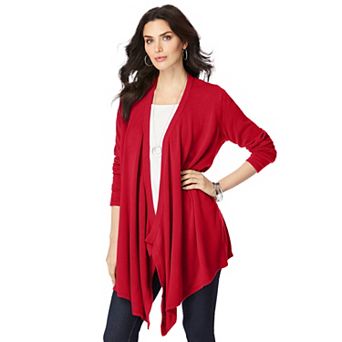 Roaman's Women's Plus Size Plus Size Lightweight Handkerchief Hem Cardigan Sweater