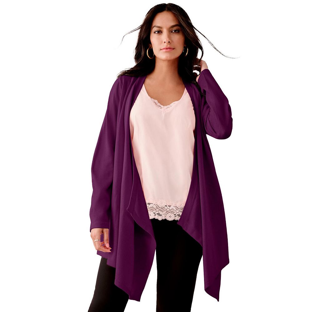 【RHC RonHerman】24SS LinenKnitCardigan S Roaman's Women's Plus Size Lightweight Handkerchief Hem Cardigan
