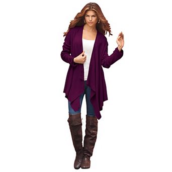 Roaman's Women's Plus Size Plus Size Lightweight Handkerchief Hem Cardigan Sweater