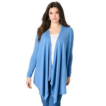 Roaman's Women's Plus Size Plus Size Lightweight Handkerchief Hem Cardigan Sweater
