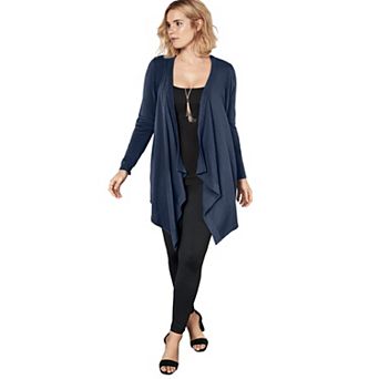 Roaman's Women's Plus Size Lightweight Handkerchief Hem Cardigan Sweater