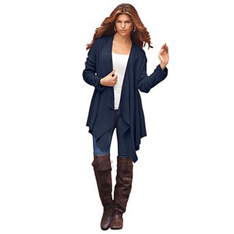 Roaman's Women's Plus Size Plus Size Lightweight Handkerchief Hem Cardigan Sweater