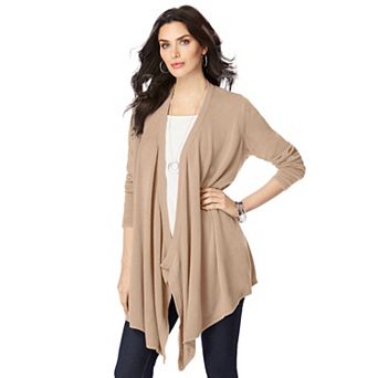 Roaman's Women's Plus Size Plus Size Lightweight Handkerchief Hem Cardigan Sweater