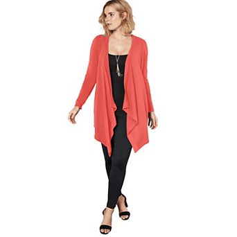 Roaman's Women's Plus Size Plus Size Lightweight Handkerchief Hem Cardigan Sweater