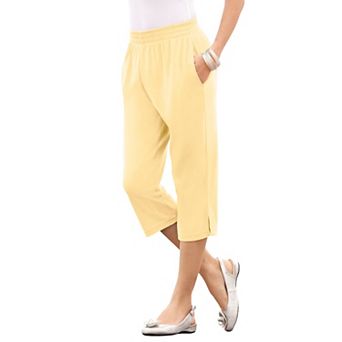 Roaman's Women's Plus Size Petite Plus Size Soft Knit Pull-On Capri Pant