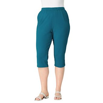 Roaman's Women's Plus Size Petite Plus Size Soft Knit Pull-On Capri Pant