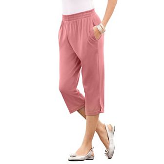 Roaman's Women's Plus Size Petite Plus Size Soft Knit Pull-On Capri Pant