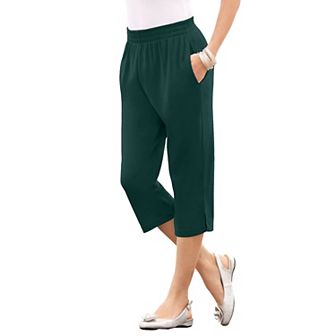 Roaman's Women's Plus Size Petite Plus Size Soft Knit Pull-On Capri Pant