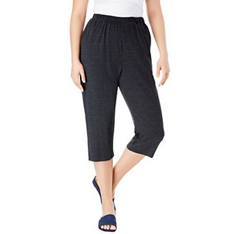 Roaman's Women's Plus Size Petite Plus Size Soft Knit Pull-On Capri Pant