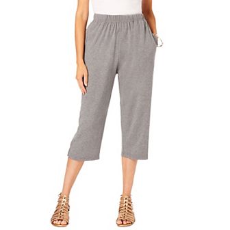 Roaman's Women's Plus Size Petite Plus Size Soft Knit Pull-On Capri Pant