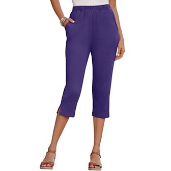 Roaman's Women's Plus Size Petite Plus Size Soft Knit Pull-On Capri Pant