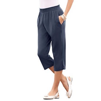 Roaman's Women's Plus Size Petite Plus Size Soft Knit Pull-On Capri Pant