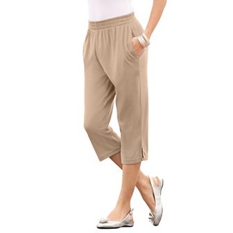 Roaman's Women's Plus Size Petite Plus Size Soft Knit Pull-On Capri Pant