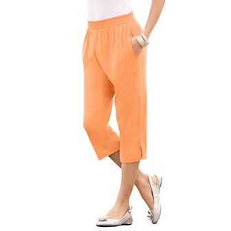 Roaman's Women's Plus Size Petite Plus Size Soft Knit Pull-On Capri Pant
