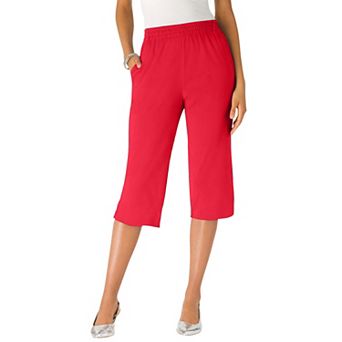 Roaman's Women's Plus Size Petite Plus Size Soft Knit Pull-On Capri Pant