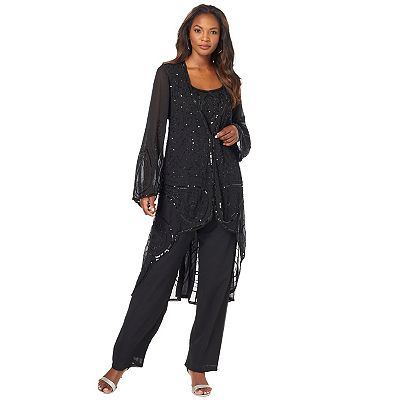 Roaman s Women s Plus Size Three Piece Beaded Pant Suit