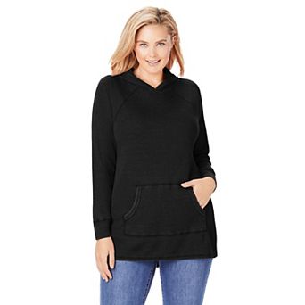Woman Within Plus Size Waffle-Thermal Hoodie