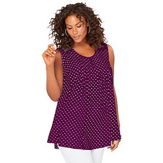 Roaman's Women's Plus Size Pleated Tank
