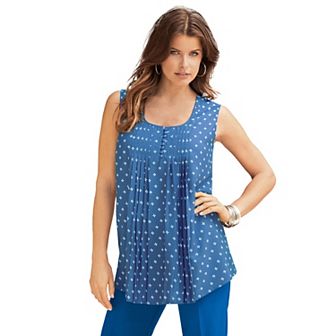 Roaman's Women's Plus Size Pleated Tank