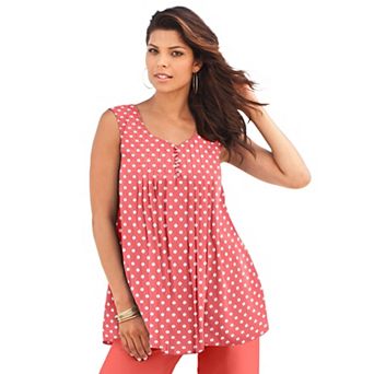 Roaman's Women's Plus Size Pleated Tank