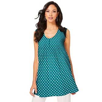 Roaman's Women's Plus Size Pleated Tank