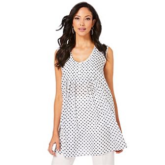 Roaman's Women's Plus Size Pleated Tank