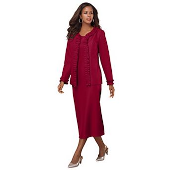 Roaman's Women's Plus Size Pleated Suit Jacket Dress